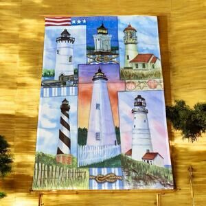 Toland Lighthouse House Flag 24x36" Beach Ocean Spring Summer Garden Beach Decor